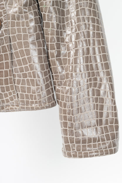 Giorgio Armani AW07 Runway Taupe Snakeskin-Pattern Leather Buttoned Jacket