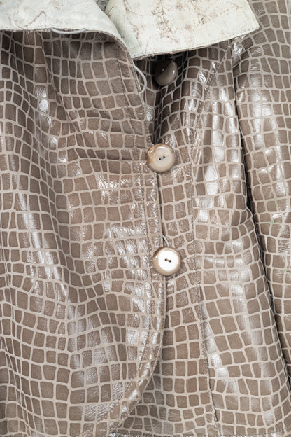 Giorgio Armani AW07 Runway Taupe Snakeskin-Pattern Leather Buttoned Jacket