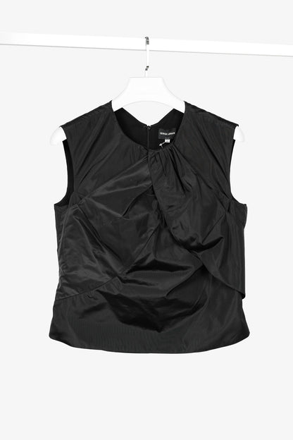 Giorgio Armani Black Silk Taffeta Draped Top