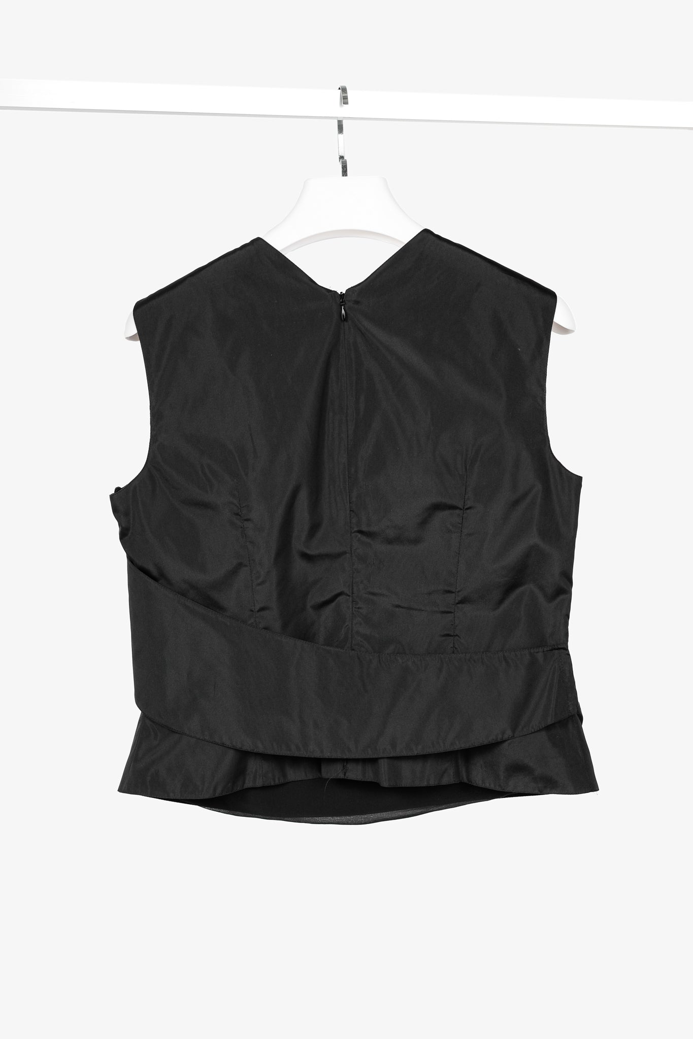 Giorgio Armani Black Silk Taffeta Draped Top