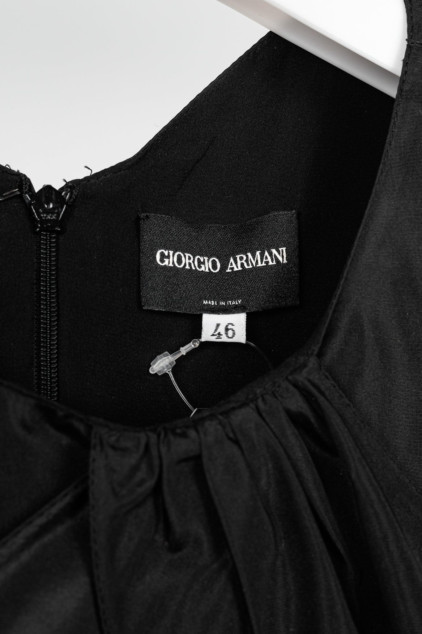 Giorgio Armani Black Silk Taffeta Draped Top
