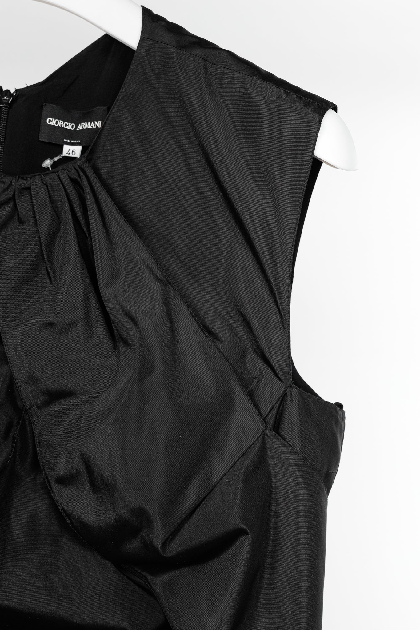 Giorgio Armani Black Silk Taffeta Draped Top