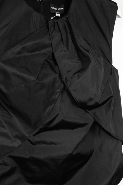 Giorgio Armani Black Silk Taffeta Draped Top