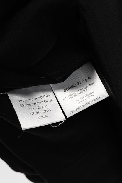 Giorgio Armani Black Silk Taffeta Draped Top