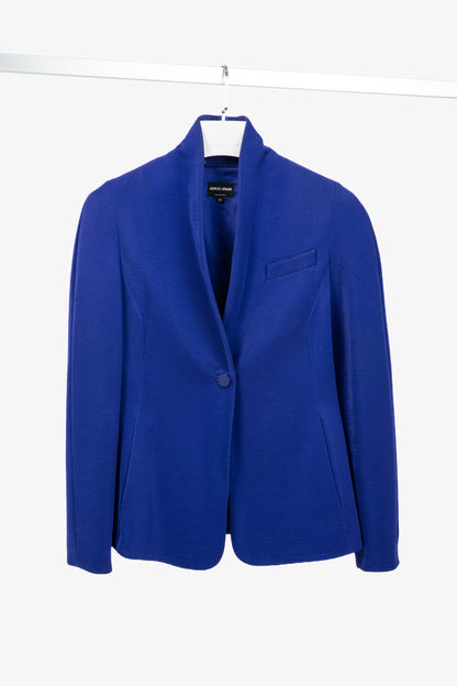 Giorgio Armani Cobalt-Blue Ribbed-Knit Blazer