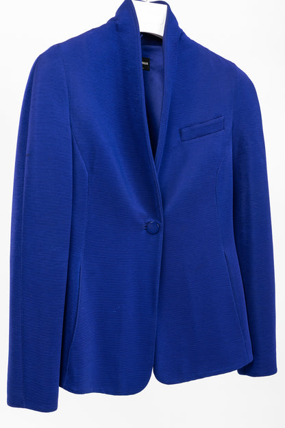 Giorgio Armani Cobalt-Blue Ribbed-Knit Blazer
