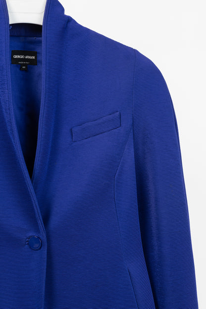 Giorgio Armani Cobalt-Blue Ribbed-Knit Blazer