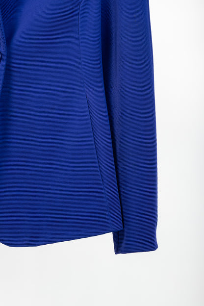 Giorgio Armani Cobalt-Blue Ribbed-Knit Blazer