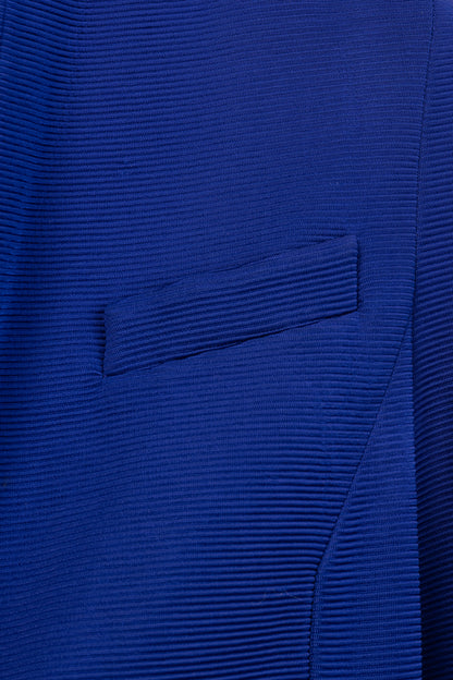 Giorgio Armani Cobalt-Blue Ribbed-Knit Blazer