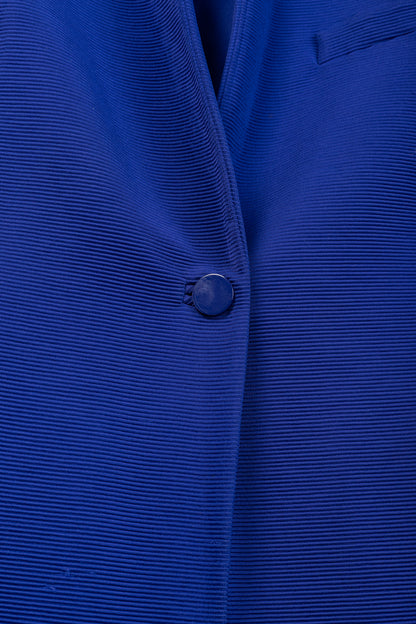 Giorgio Armani Cobalt-Blue Ribbed-Knit Blazer