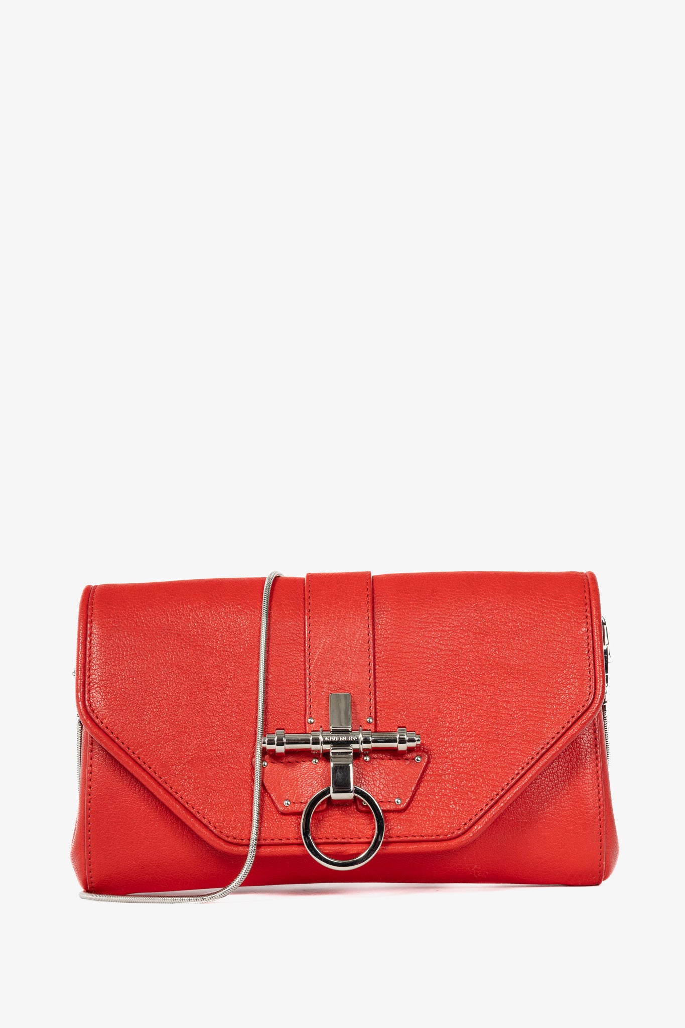 Givenchy Obsedia Red Grained-Leather Clutch