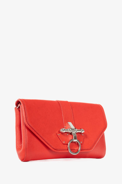 Givenchy Obsedia Red Grained-Leather Clutch