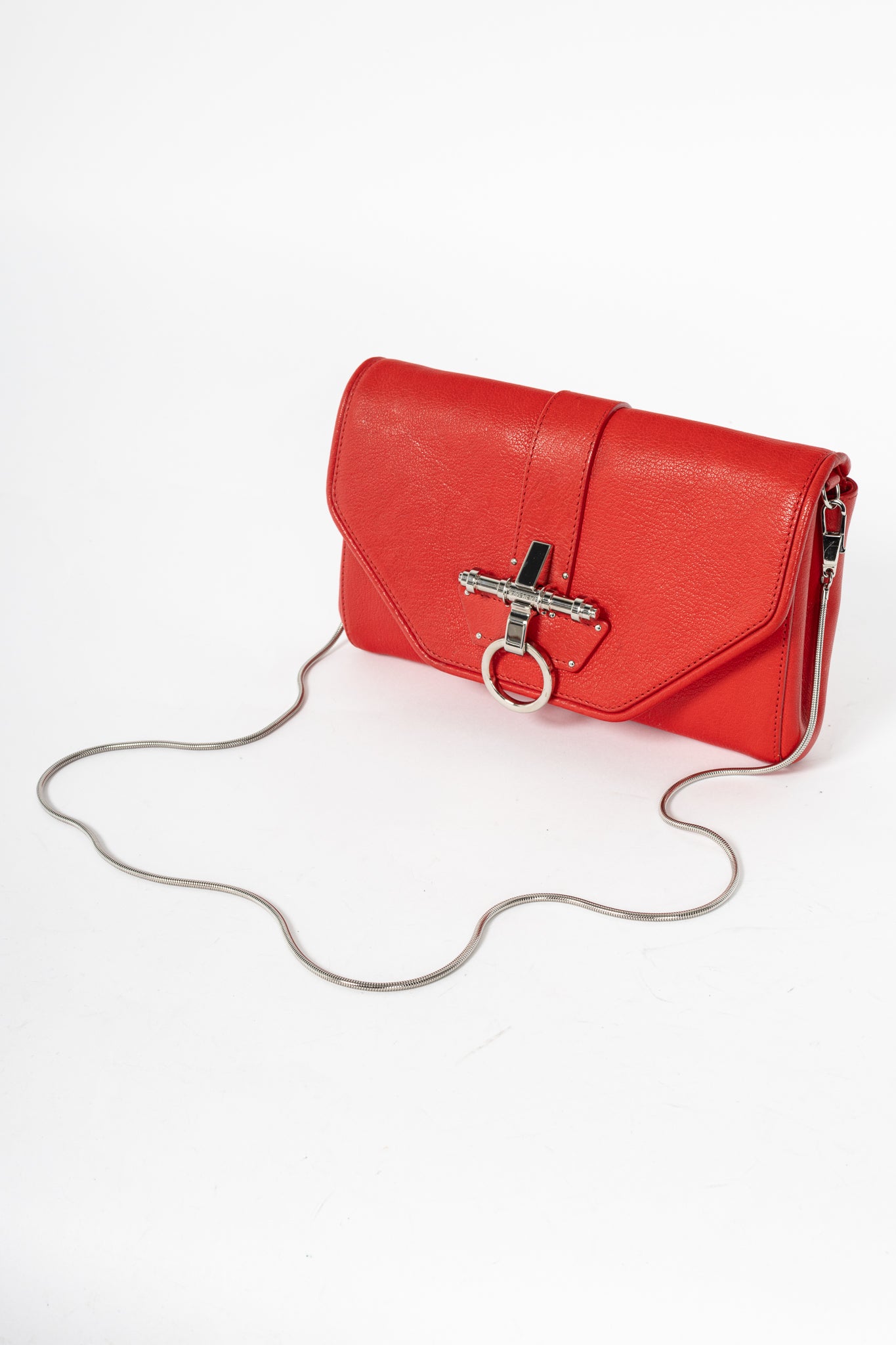 Givenchy Obsedia Red Grained-Leather Clutch
