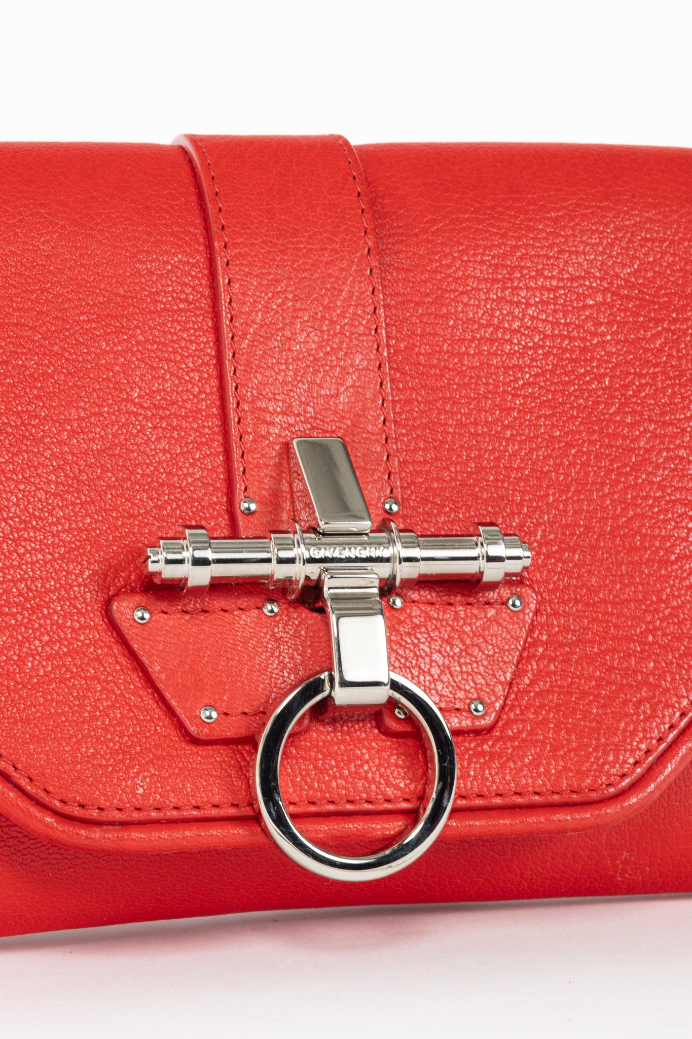 Givenchy Obsedia Red Grained-Leather Clutch