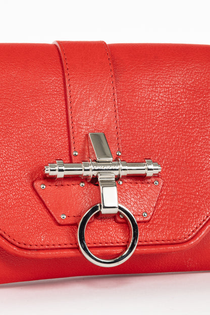 Givenchy Obsedia Red Grained-Leather Clutch