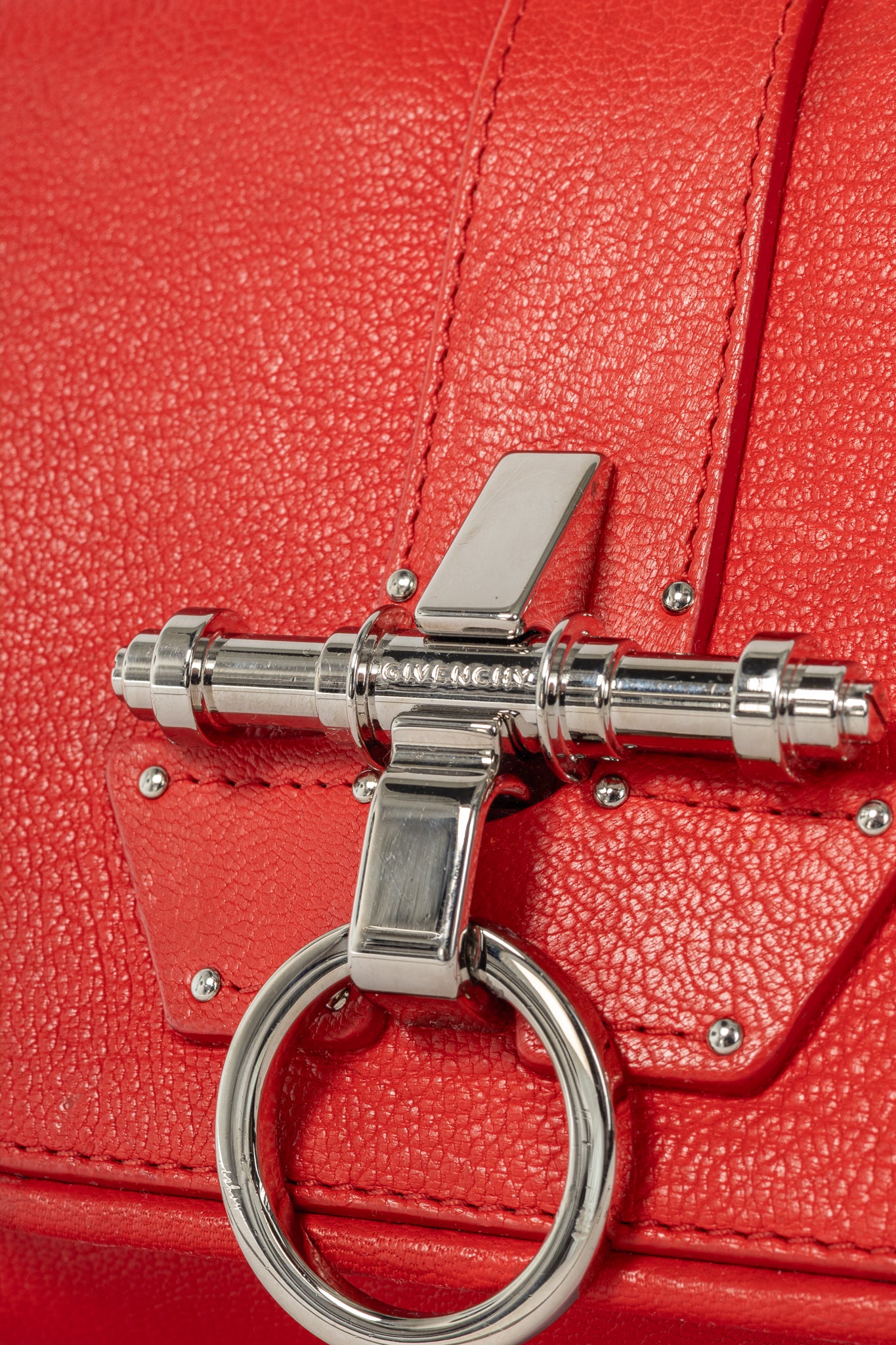 Givenchy Obsedia Red Grained-Leather Clutch