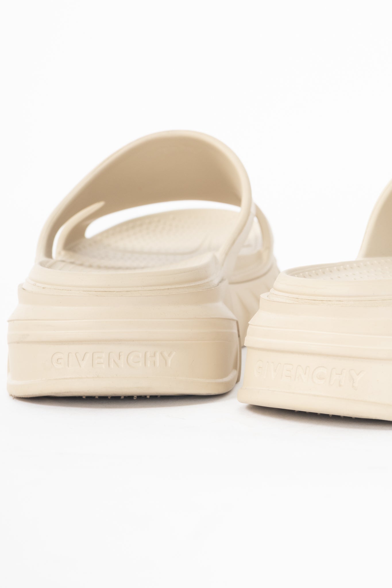 Givenchy Marshmallow Beige Rubber Logo Slide Mule Sandals