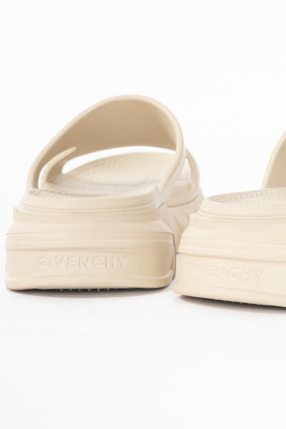 Givenchy Marshmallow Beige Rubber Logo Slide Mule Sandals