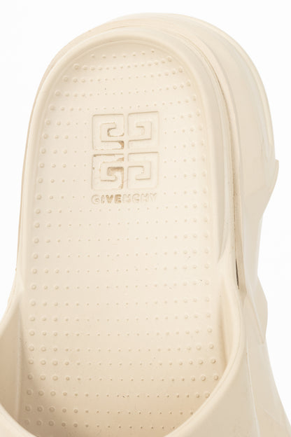 Givenchy Marshmallow Beige Rubber Logo Slide Mule Sandals
