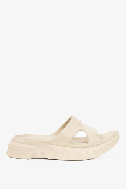 Givenchy Marshmallow Beige Rubber Logo Slide Mule Sandals