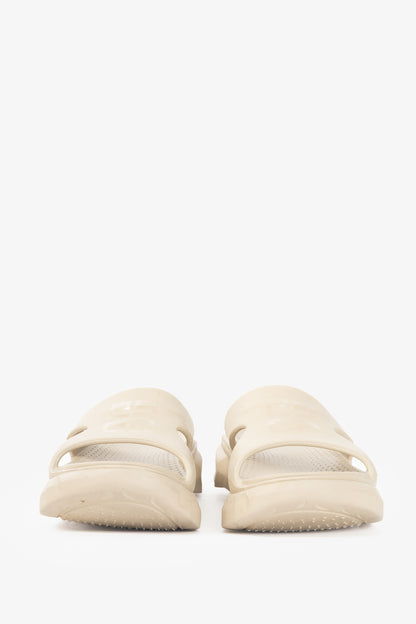 Givenchy Marshmallow Beige Rubber Logo Slide Mule Sandals