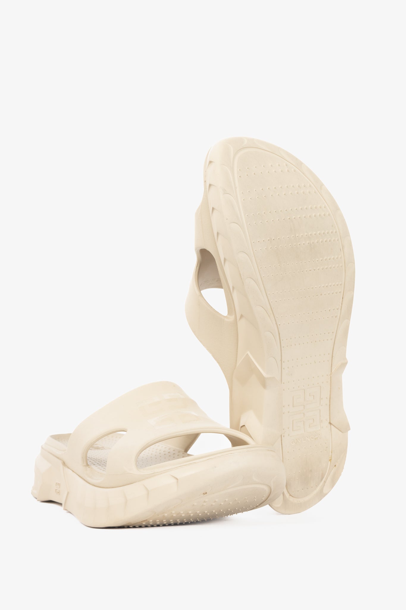 Givenchy Marshmallow Beige Rubber Logo Slide Mule Sandals