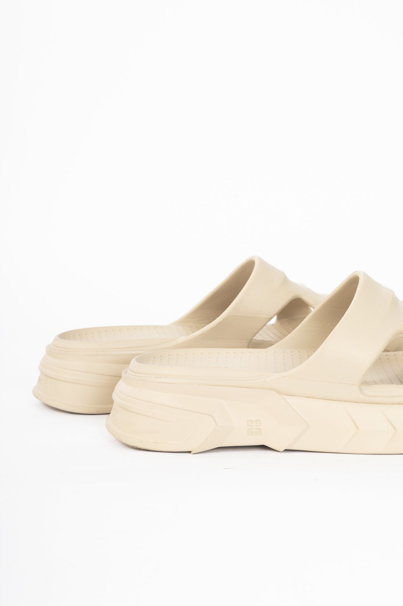 Givenchy Marshmallow Beige Rubber Logo Slide Mule Sandals
