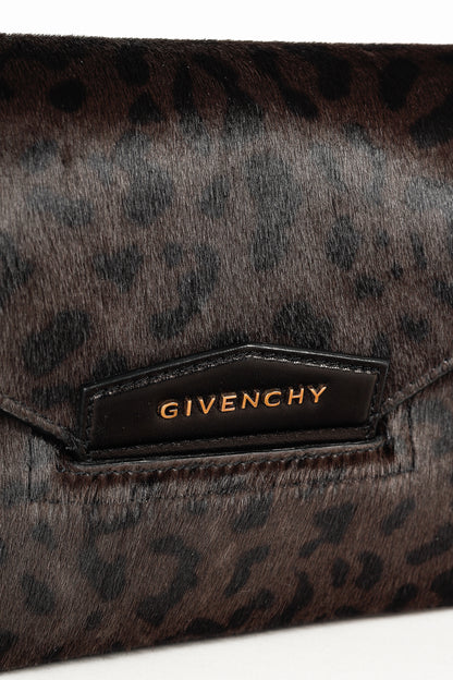 Givenchy Antigona Small Brown Leopard-Calf Hair Envelope Clutch
