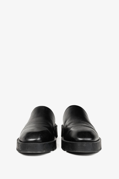 Givenchy Black Calf Leather Squared Show Backless Loafers