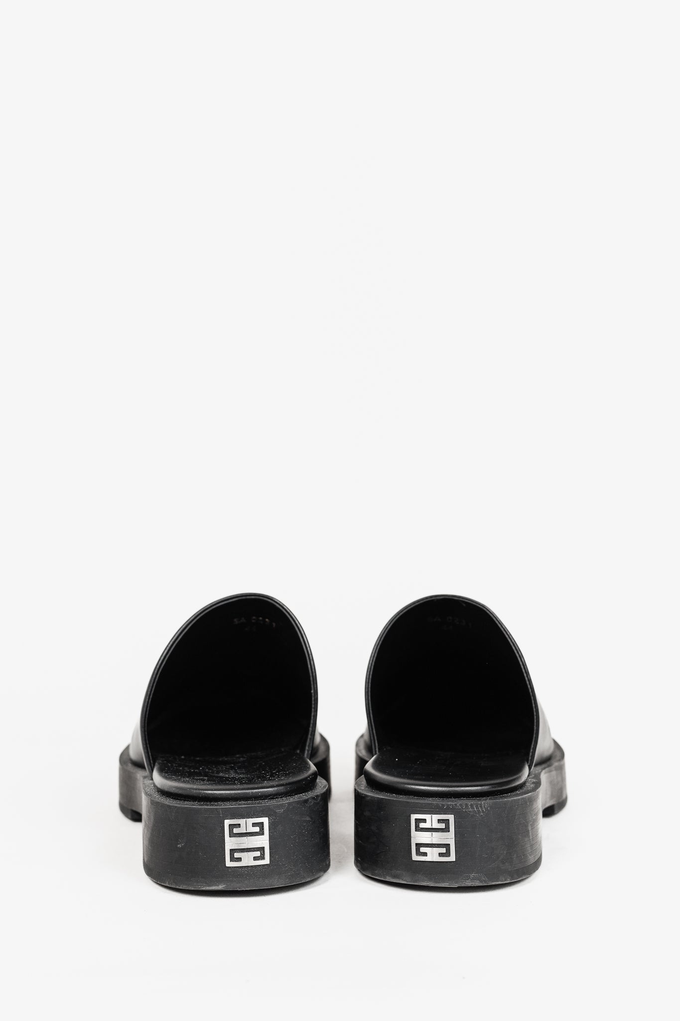 Givenchy Black Calf Leather Squared Show Backless Loafers