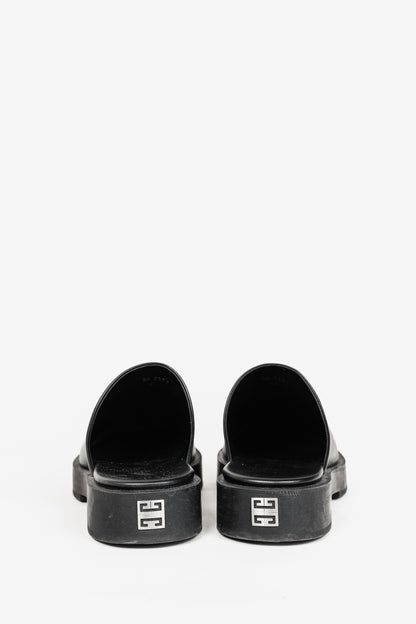 Givenchy Black Calf Leather Squared Show Backless Loafers