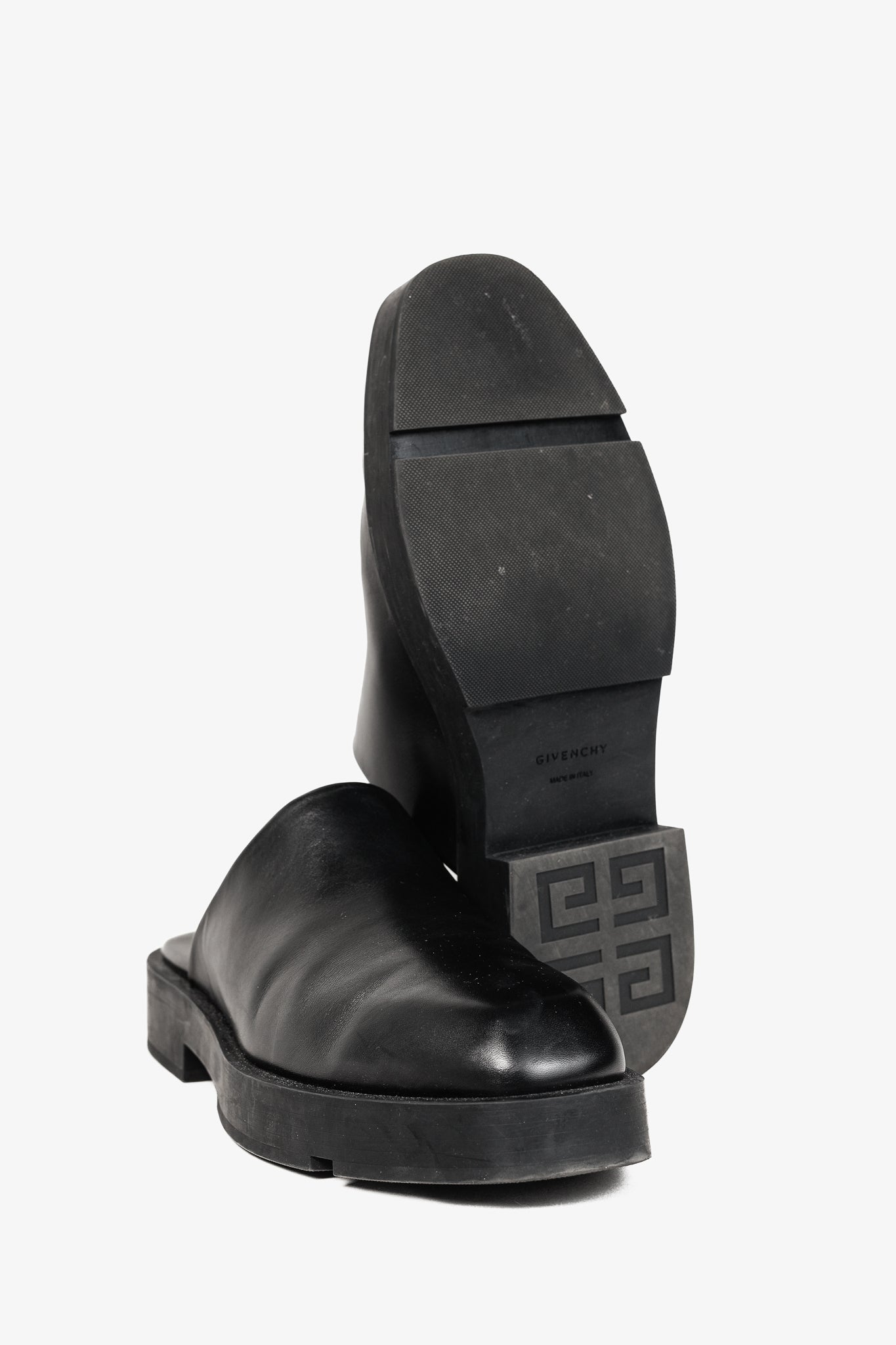 Givenchy Black Calf Leather Squared Show Backless Loafers