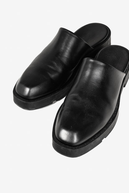 Givenchy Black Calf Leather Squared Show Backless Loafers