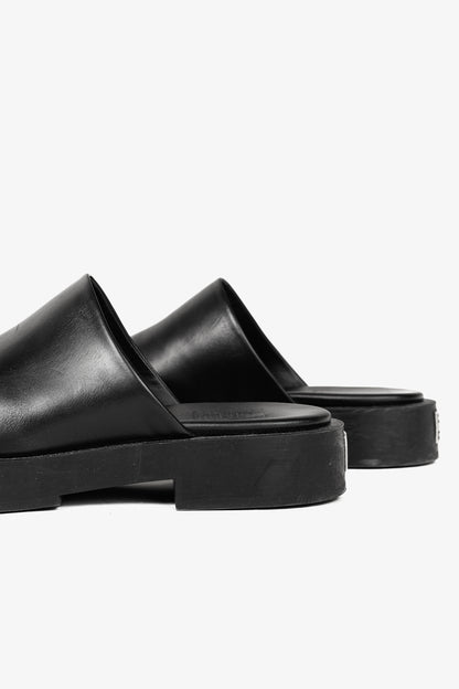 Givenchy Black Calf Leather Squared Show Backless Loafers