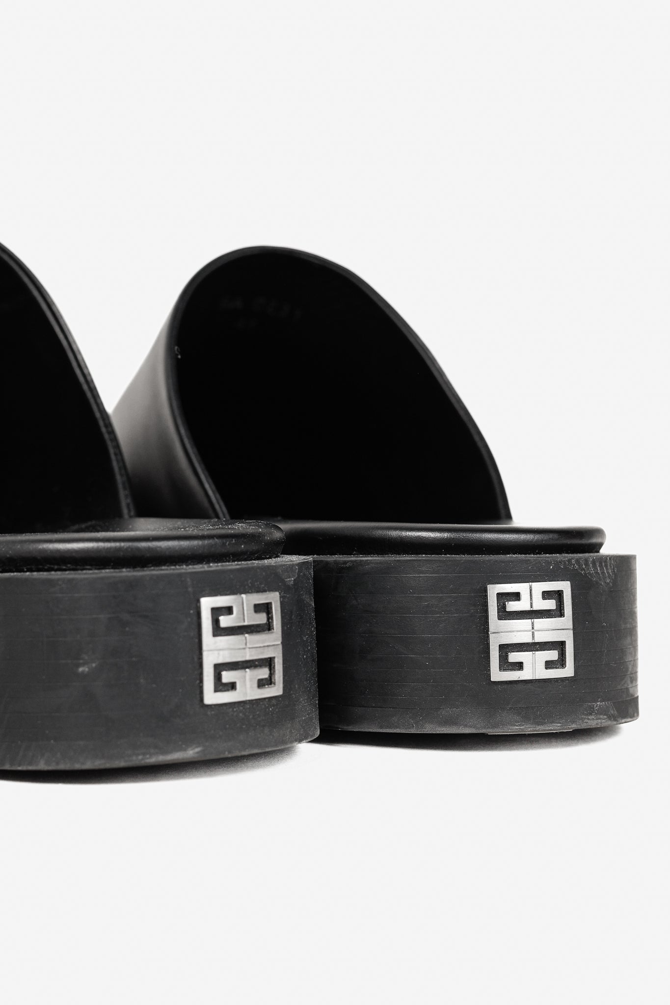 Givenchy Black Calf Leather Squared Show Backless Loafers