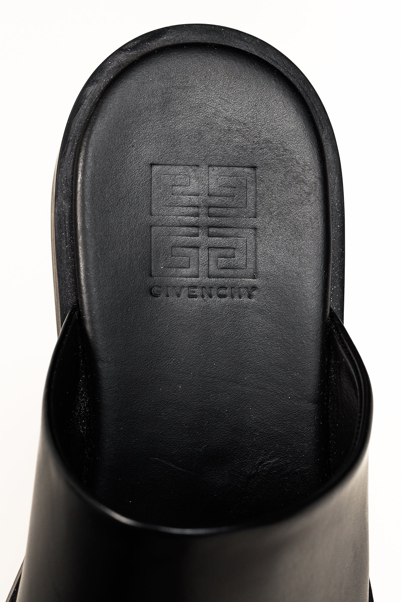 Givenchy Black Calf Leather Squared Show Backless Loafers