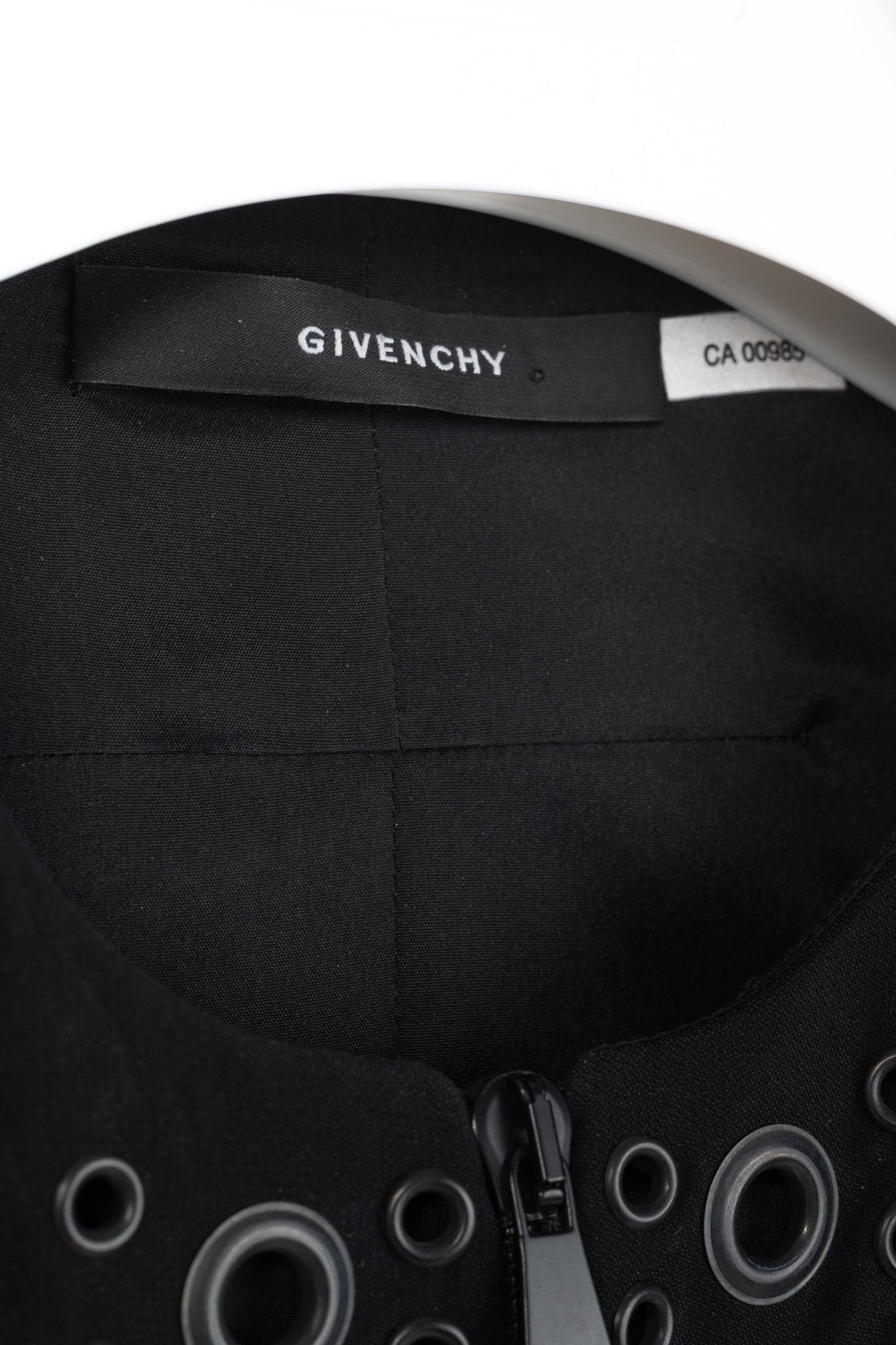Givenchy Black Crepe Grommet-Embellished Mini Dress