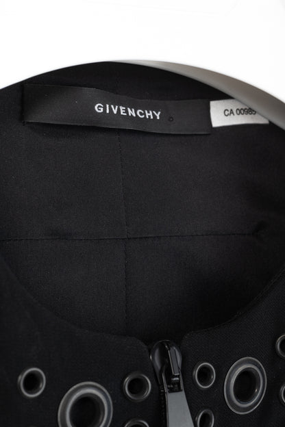 Givenchy Black Crepe Grommet-Embellished Mini Dress