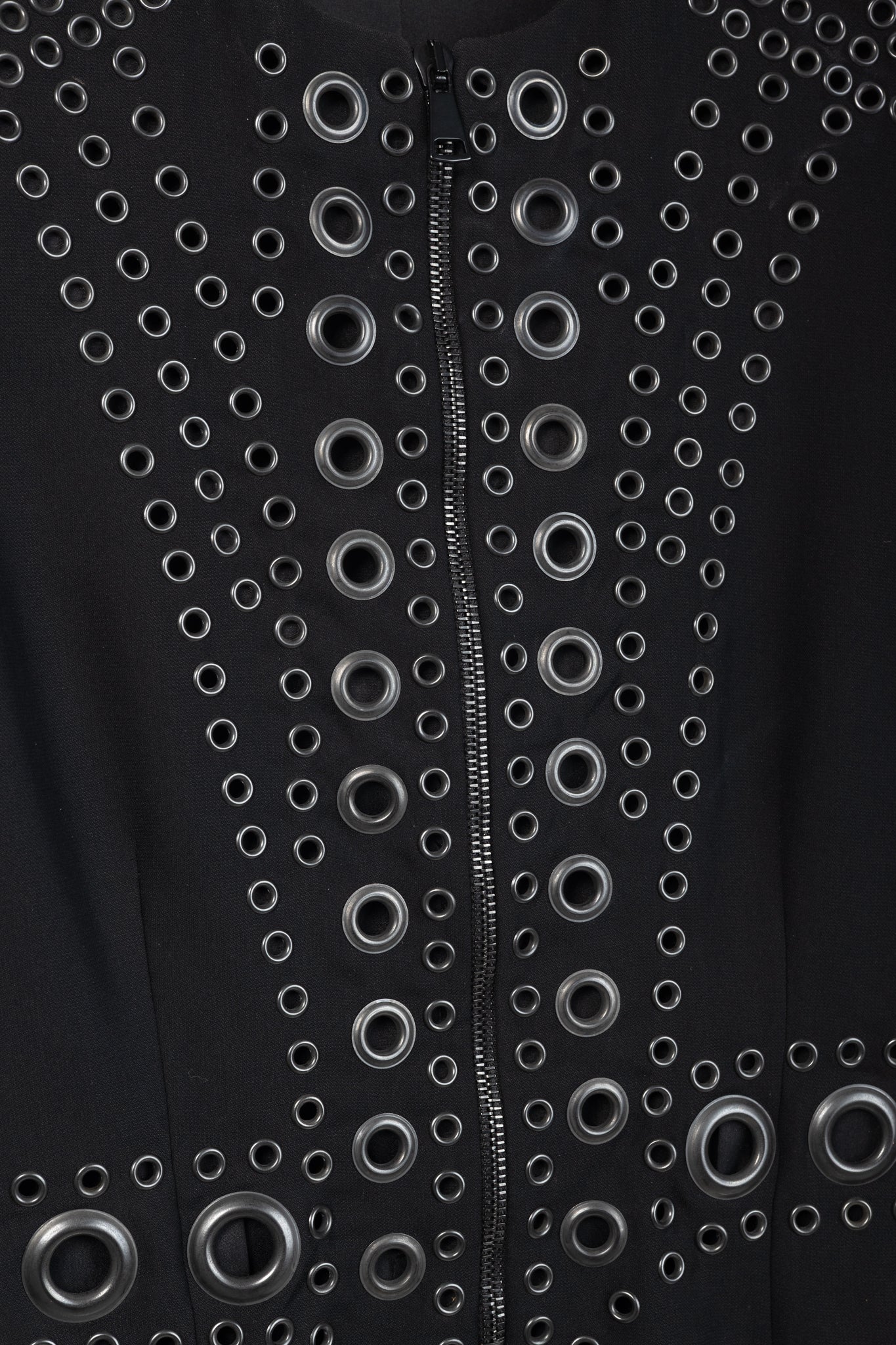 Givenchy Black Crepe Grommet-Embellished Mini Dress