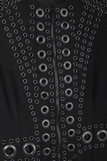 Givenchy Black Crepe Grommet-Embellished Mini Dress
