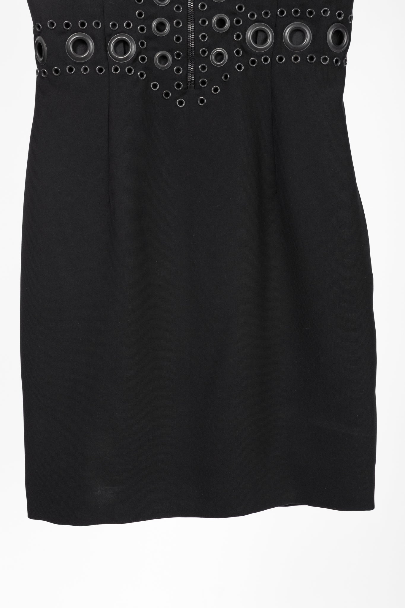 Givenchy Black Crepe Grommet-Embellished Mini Dress