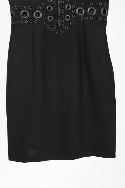 Givenchy Black Crepe Grommet-Embellished Mini Dress