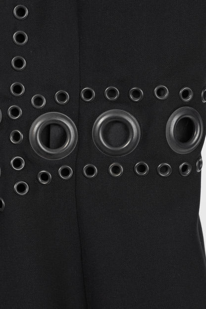 Givenchy Black Crepe Grommet-Embellished Mini Dress