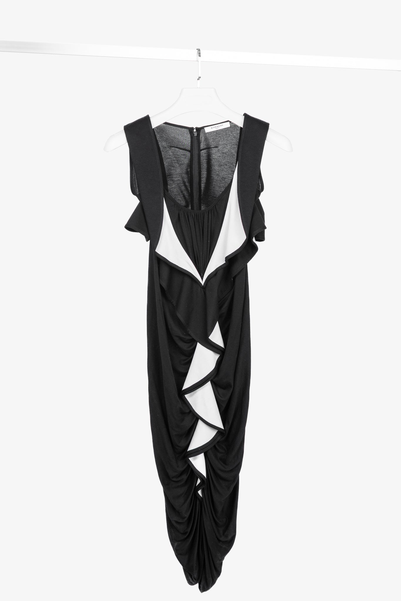 Givenchy PF/13 Black Ruffle Jersey Sleeveless Dress