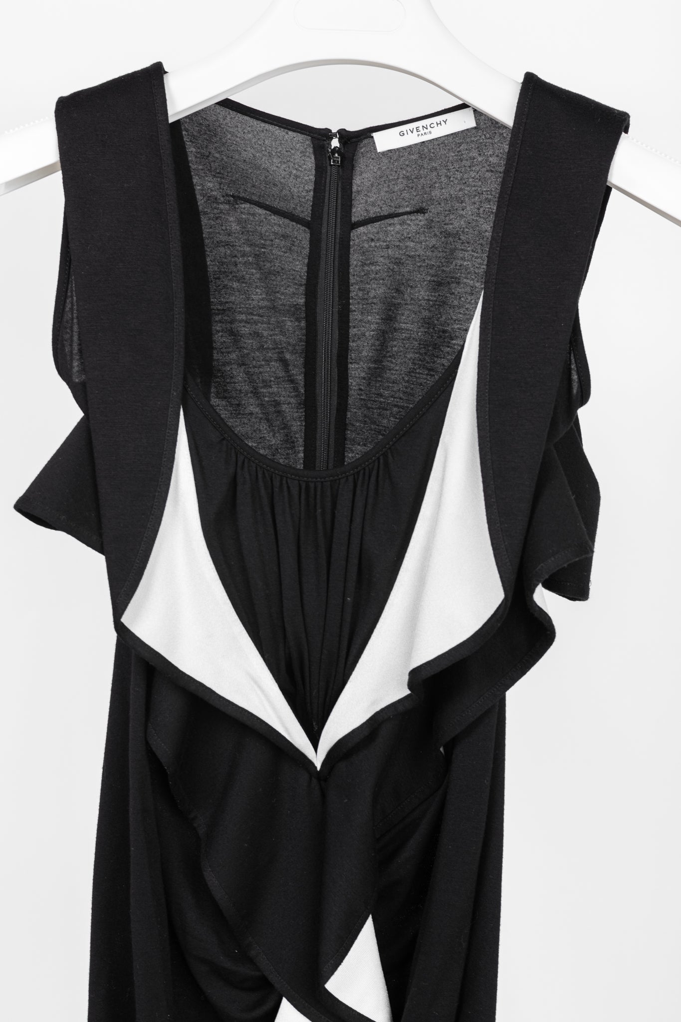 Givenchy PF/13 Black Ruffle Jersey Sleeveless Dress
