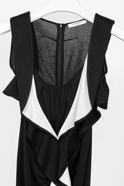 Givenchy PF/13 Black Ruffle Jersey Sleeveless Dress