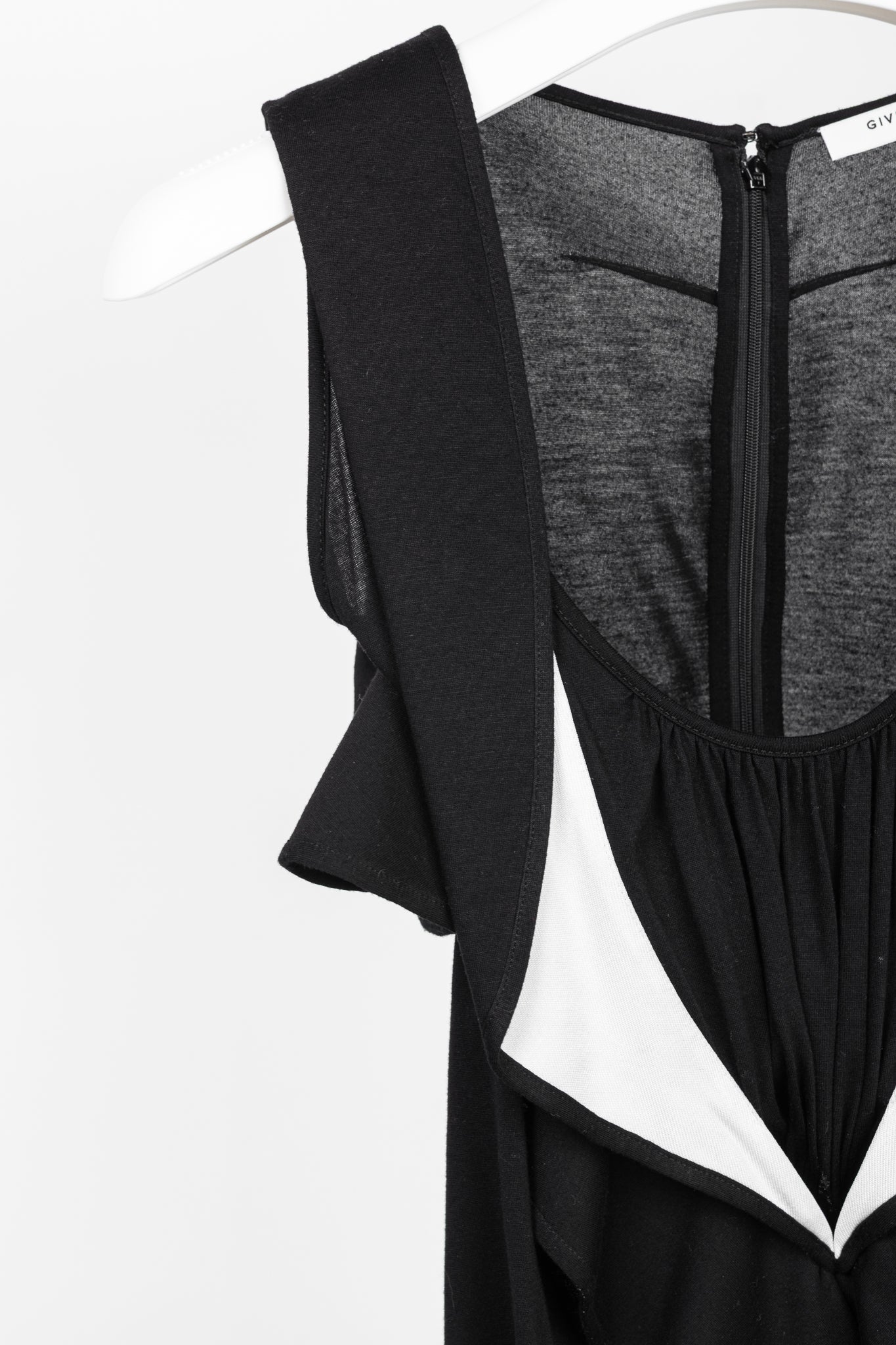 Givenchy PF/13 Black Ruffle Jersey Sleeveless Dress