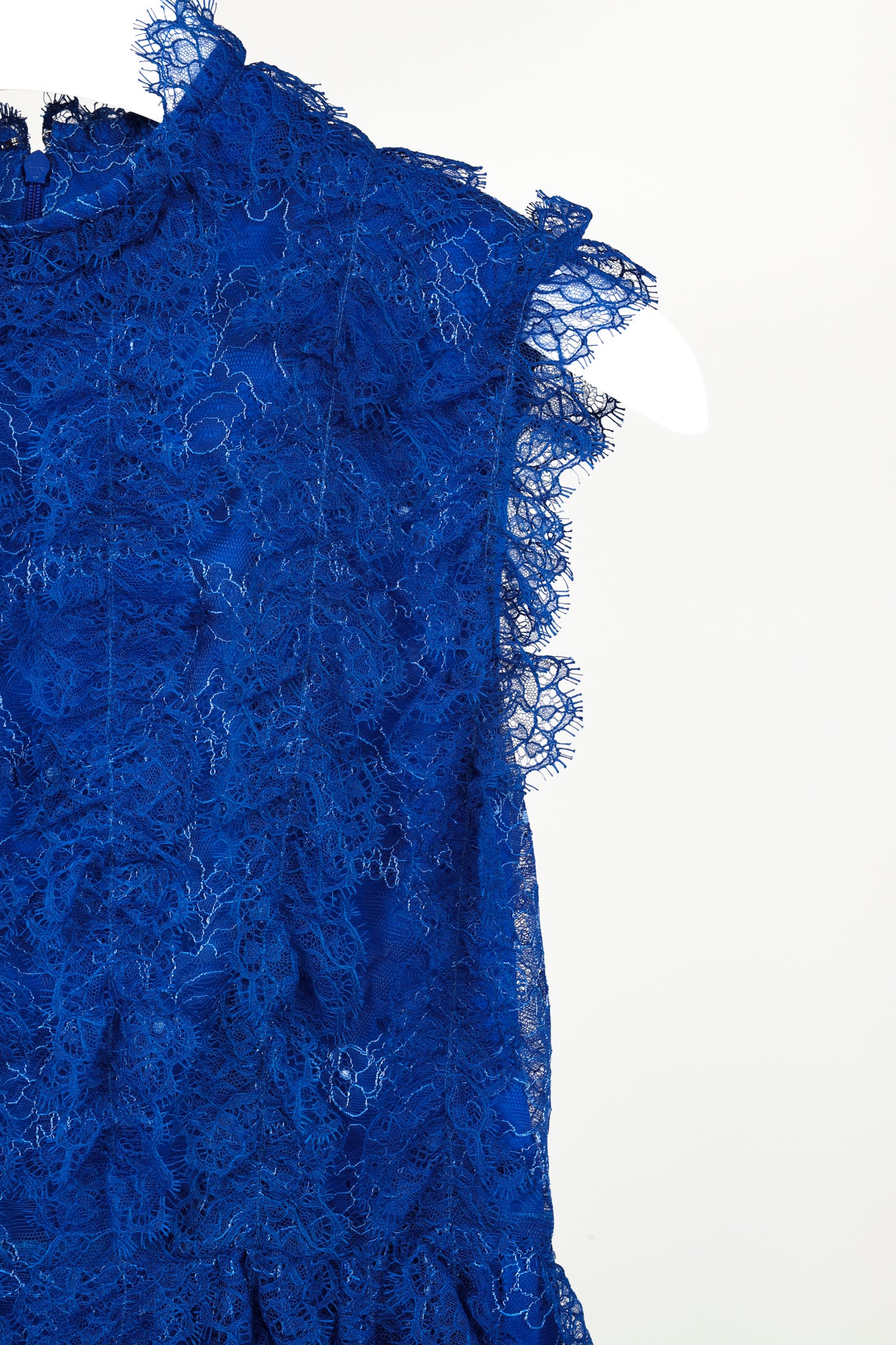 Givenchy Cobalt-Blue Lace Ruffle Sleeveless Dress