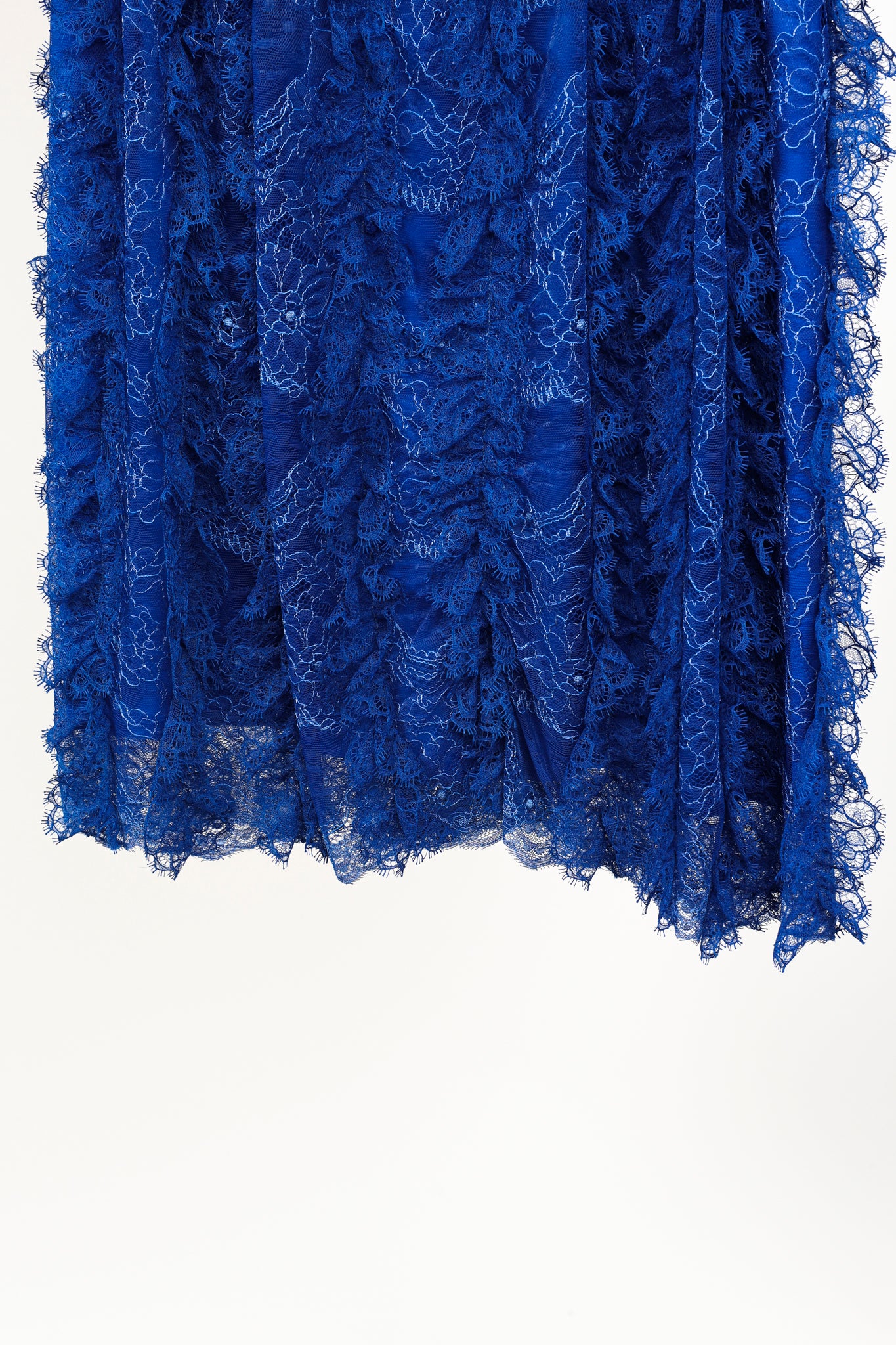 Givenchy Cobalt-Blue Lace Ruffle Sleeveless Dress