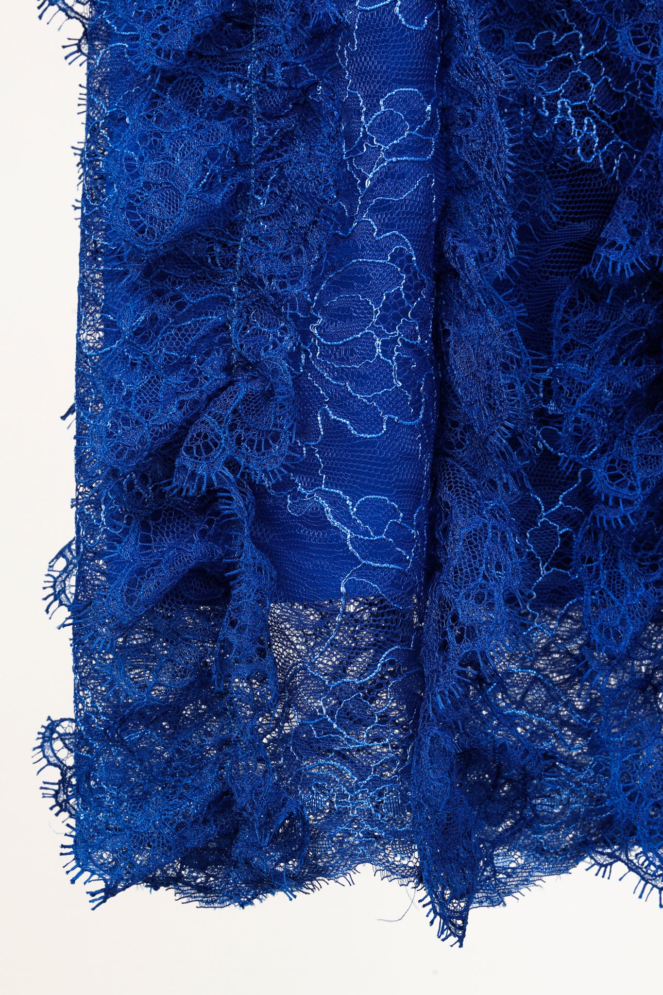 Givenchy Cobalt-Blue Lace Ruffle Sleeveless Dress